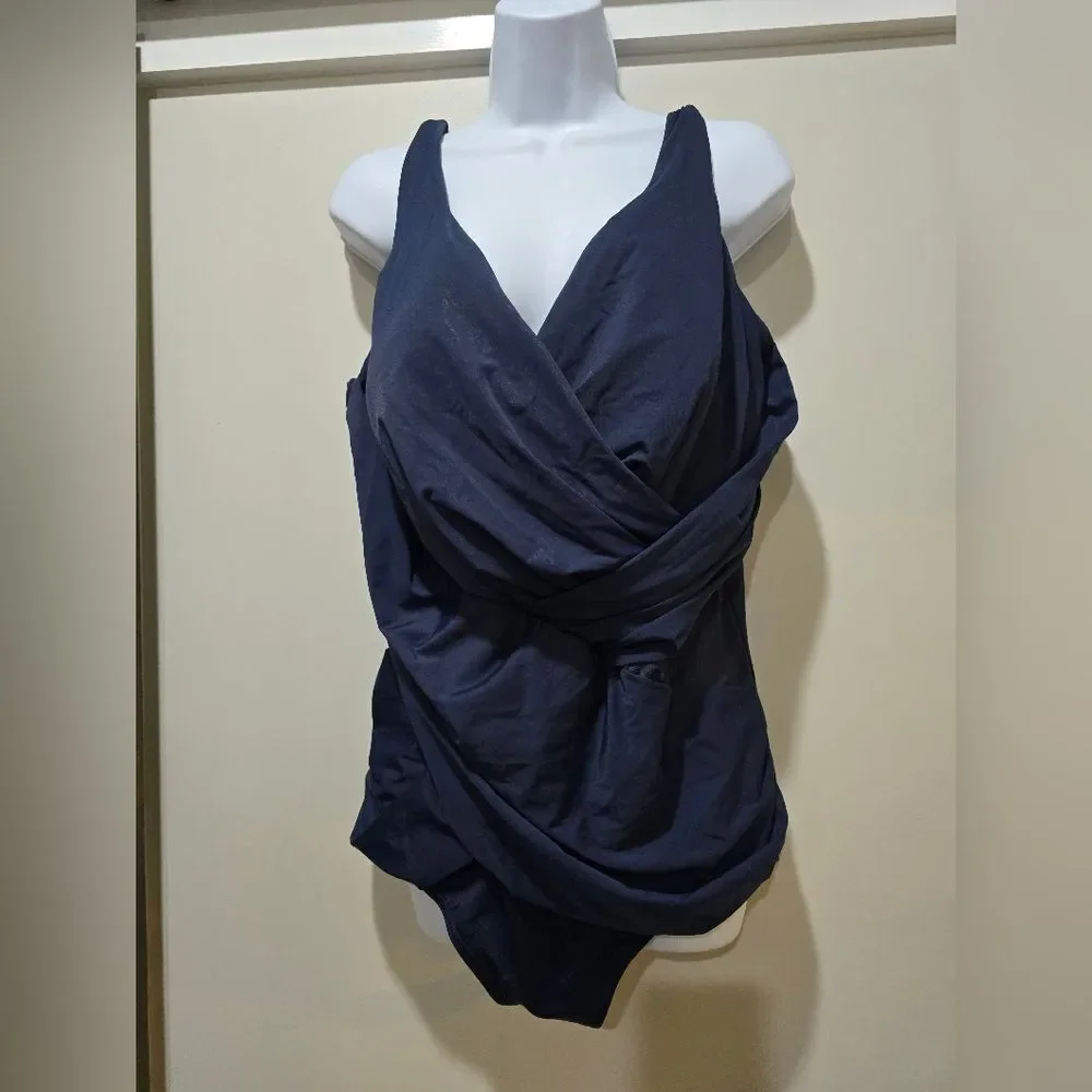 Miraclesuit Plus Size Crossover One Piece NWOT Size 24W Blue